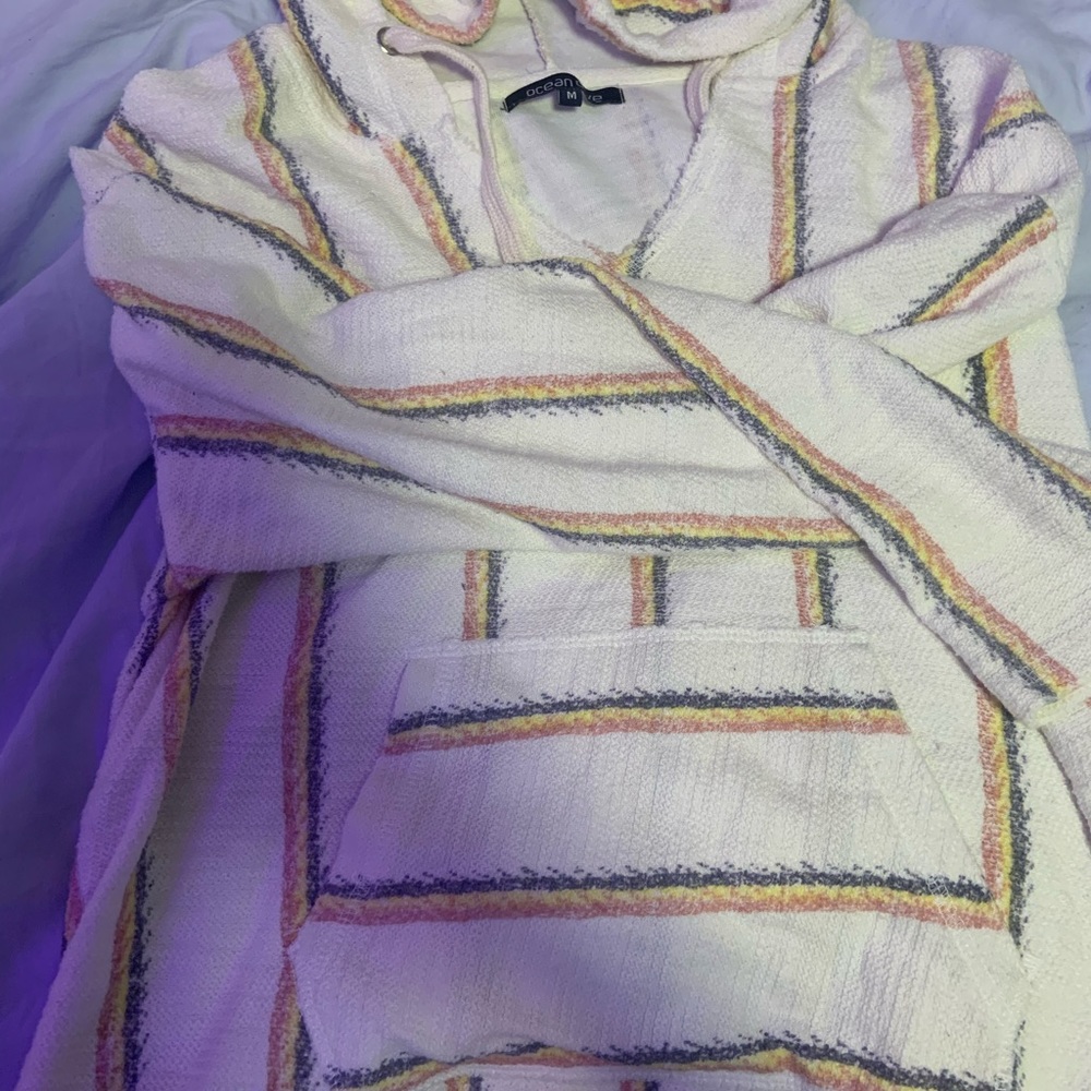 ocean drive rainbow pastel striped baja hoodie